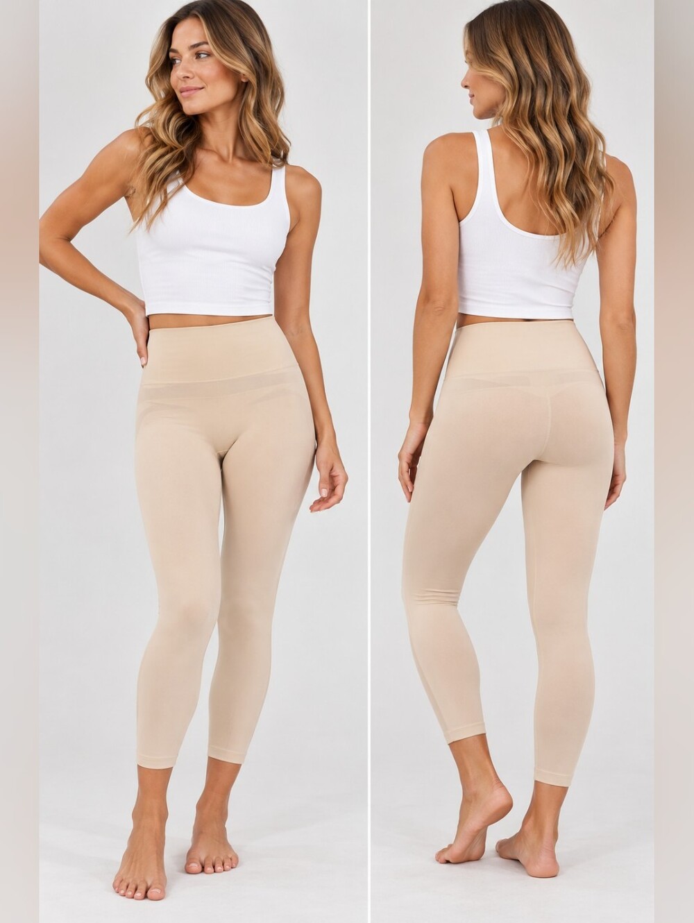 MeMoi SlimMe High Waisted Shaping Leggings Nude Size M/L NWT